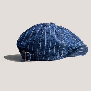 Retro Denim Striped Octagonal Hat