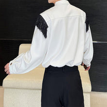 Load image into Gallery viewer, Vintage Contrast Tassel Long Sleeve Shirt
