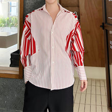 Load image into Gallery viewer, Irregular Stripe Panel Long Sleeve Shirt
