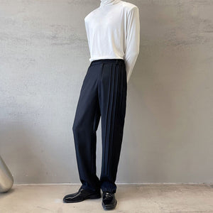 Wrinkled Casual Elastic Waist Trousers