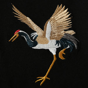 Crane Embroidered Short Sleeve T-Shirt