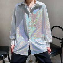 Load image into Gallery viewer, Button Loose Lapel Silver Shirt
