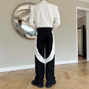 Black and White Paneled Straight-leg Pants