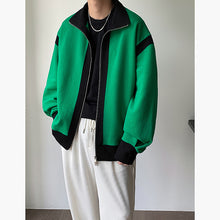 Load image into Gallery viewer, Retro Lapel Knit Colorblock Loose Jacket
