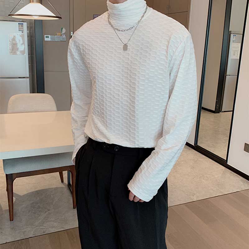 Turtleneck Waffle Pan Bottoming Shirt