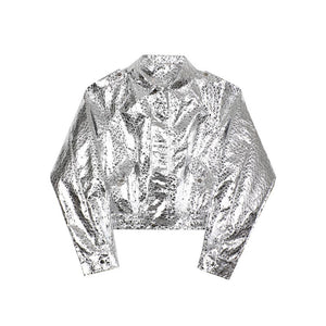 Silver Gloss Laser Cropped Jacket