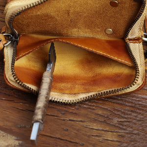 Retro Handmade Leather Wallet Key Bag